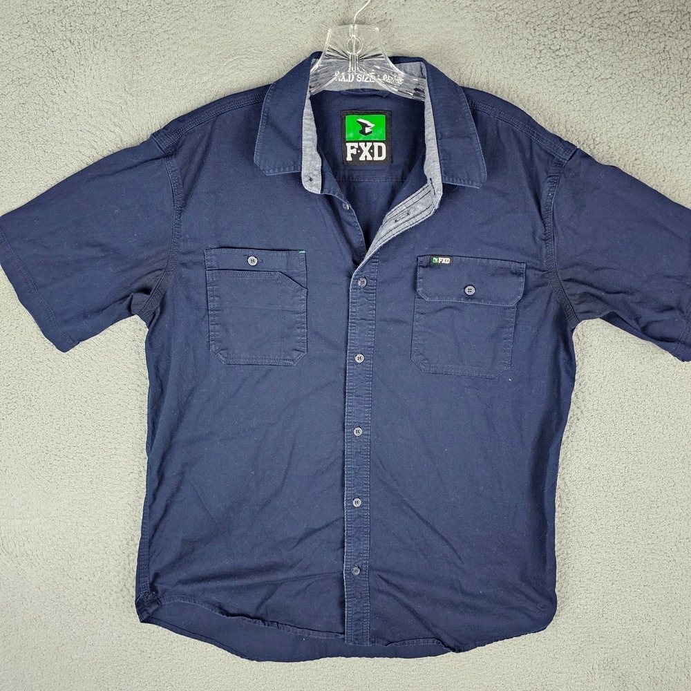 FXD SSH-1 Work Shirt Mens L Stretch Chest Pockets Short Sleeve Collar Button-Up